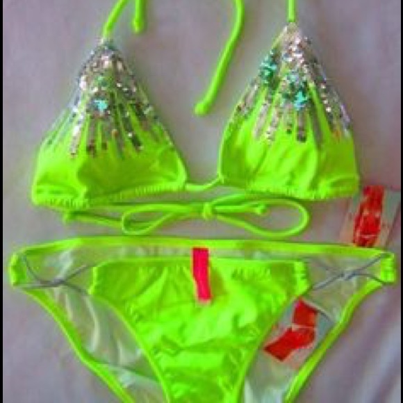 Victoria's Secret Neon Green & Silver Bikini - Picture 3 of 3